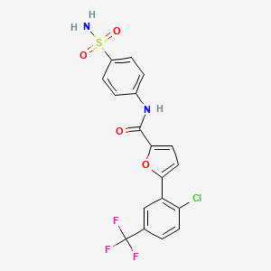 molecular formula C18H12ClF3N2O4S B3497095 N-[4-(aminosulfonyl)phenyl]-5-[2-chloro-5-(trifluoromethyl)phenyl]-2-furamide 