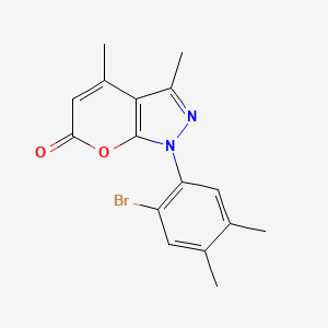 molecular formula C16H15BrN2O2 B3497108 1-(2-bromo-4,5-dimethylphenyl)-3,4-dimethylpyrano[2,3-c]pyrazol-6(1H)-one 