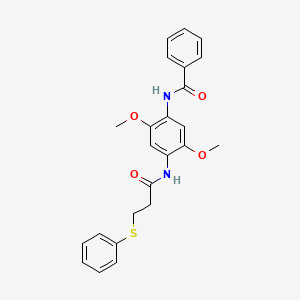 molecular formula C24H24N2O4S B3497181 N-(2,5-dimethoxy-4-{[3-(phenylsulfanyl)propanoyl]amino}phenyl)benzamide 