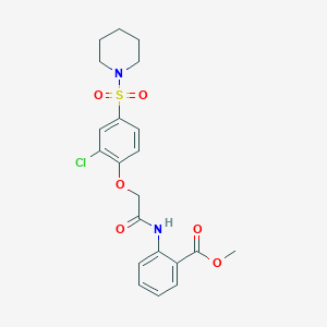 molecular formula C21H23ClN2O6S B3497197 Methyl 2-[[2-(2-chloro-4-piperidin-1-ylsulfonylphenoxy)acetyl]amino]benzoate 