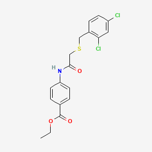 molecular formula C18H17Cl2NO3S B3497239 Ethyl 4-[[2-[(2,4-dichlorophenyl)methylsulfanyl]acetyl]amino]benzoate 