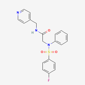 molecular formula C20H18FN3O3S B3497320 N~2~-[(4-fluorophenyl)sulfonyl]-N~2~-phenyl-N~1~-(4-pyridinylmethyl)glycinamide 
