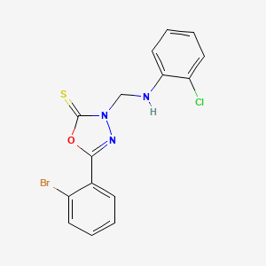 molecular formula C15H11BrClN3OS B3497403 5-(2-BROMOPHENYL)-3-{[(2-CHLOROPHENYL)AMINO]METHYL}-2,3-DIHYDRO-1,3,4-OXADIAZOLE-2-THIONE 