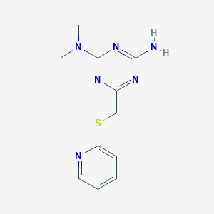 molecular formula C11H14N6S B3497425 N,N-dimethyl-6-[(2-pyridinylthio)methyl]-1,3,5-triazine-2,4-diamine 