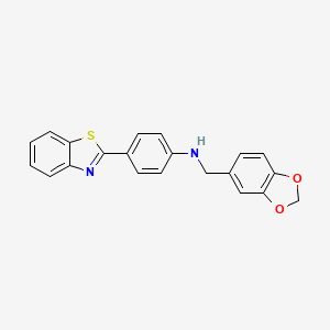 molecular formula C21H16N2O2S B3497469 N-(1,3-BENZODIOXOL-5-YLMETHYL)-N-[4-(1,3-BENZOTHIAZOL-2-YL)PHENYL]AMINE 