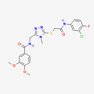 molecular formula C21H21ClFN5O4S B3497609 N-{[5-({2-[(3-chloro-4-fluorophenyl)amino]-2-oxoethyl}sulfanyl)-4-methyl-4H-1,2,4-triazol-3-yl]methyl}-3,4-dimethoxybenzamide 