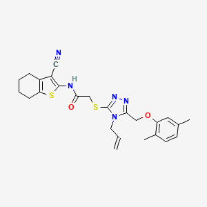 molecular formula C25H27N5O2S2 B3497639 N-(3-cyano-4,5,6,7-tetrahydro-1-benzothiophen-2-yl)-2-({5-[(2,5-dimethylphenoxy)methyl]-4-(prop-2-en-1-yl)-4H-1,2,4-triazol-3-yl}sulfanyl)acetamide 