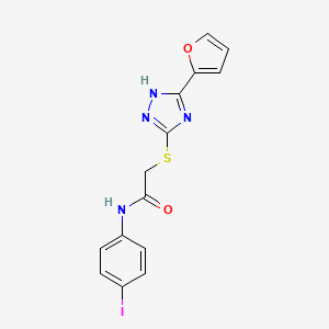 molecular formula C14H11IN4O2S B3497646 2-[[5-(furan-2-yl)-1H-1,2,4-triazol-3-yl]sulfanyl]-N-(4-iodophenyl)acetamide 