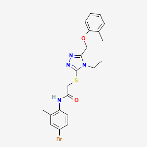 molecular formula C21H23BrN4O2S B3497729 N-(4-bromo-2-methylphenyl)-2-({4-ethyl-5-[(2-methylphenoxy)methyl]-4H-1,2,4-triazol-3-yl}sulfanyl)acetamide 