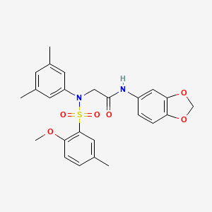 molecular formula C25H26N2O6S B3497755 N-(1,3-benzodioxol-5-yl)-2-(N-(2-methoxy-5-methylphenyl)sulfonyl-3,5-dimethylanilino)acetamide 
