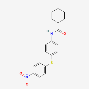 molecular formula C19H20N2O3S B3497788 N-{4-[(4-nitrophenyl)thio]phenyl}cyclohexanecarboxamide 