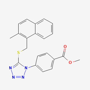 molecular formula C21H18N4O2S B3497796 METHYL 4-(5-{[(2-METHYLNAPHTHALEN-1-YL)METHYL]SULFANYL}-1H-1,2,3,4-TETRAZOL-1-YL)BENZOATE 
