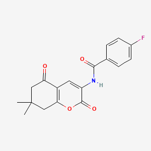 molecular formula C18H16FNO4 B3497855 N-(7,7-dimethyl-2,5-dioxo-5,6,7,8-tetrahydro-2H-chromen-3-yl)-4-fluorobenzamide 