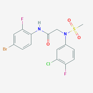 molecular formula C15H12BrClF2N2O3S B3497890 N-(4-bromo-2-fluorophenyl)-2-(3-chloro-4-fluoro-N-methylsulfonylanilino)acetamide 
