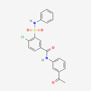 molecular formula C21H17ClN2O4S B3497898 N-(3-acetylphenyl)-4-chloro-3-(phenylsulfamoyl)benzamide 
