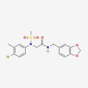 molecular formula C18H19BrN2O5S B3497987 N~1~-(1,3-benzodioxol-5-ylmethyl)-N~2~-(4-bromo-3-methylphenyl)-N~2~-(methylsulfonyl)glycinamide 
