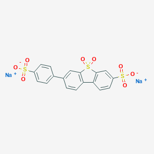 molecular formula C18H10Na2O8S3 B034980 7-p-Sulfophenyl-3-dibenzothiophenesulfonic acid 5,5-dioxide, disodium salt CAS No. 109727-22-2