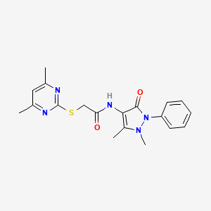 molecular formula C19H21N5O2S B3498005 N-(1,5-dimethyl-3-oxo-2-phenyl-2,3-dihydro-1H-pyrazol-4-yl)-2-[(4,6-dimethylpyrimidin-2-yl)sulfanyl]acetamide 
