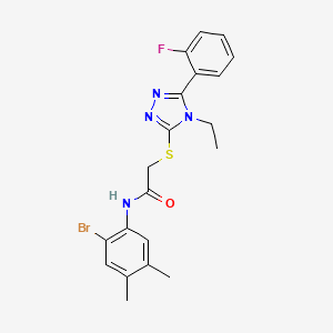 molecular formula C20H20BrFN4OS B3498064 N-(2-bromo-4,5-dimethylphenyl)-2-{[4-ethyl-5-(2-fluorophenyl)-4H-1,2,4-triazol-3-yl]sulfanyl}acetamide 