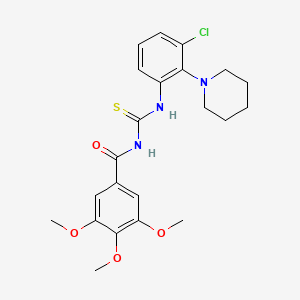 molecular formula C22H26ClN3O4S B3498338 N-{[3-chloro-2-(piperidin-1-yl)phenyl]carbamothioyl}-3,4,5-trimethoxybenzamide 