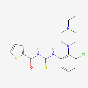 molecular formula C18H21ClN4OS2 B3498409 N-[[3-chloro-2-(4-ethylpiperazin-1-yl)phenyl]carbamothioyl]thiophene-2-carboxamide 