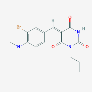 molecular formula C16H16BrN3O3 B3498447 (5Z)-5-[3-bromo-4-(dimethylamino)benzylidene]-1-(prop-2-en-1-yl)pyrimidine-2,4,6(1H,3H,5H)-trione 