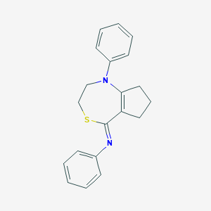 molecular formula C20H20N2S B034985 N,1-diphenyl-3,6,7,8-tetrahydro-2H-cyclopenta[e][1,4]thiazepin-5-imine CAS No. 104672-80-2