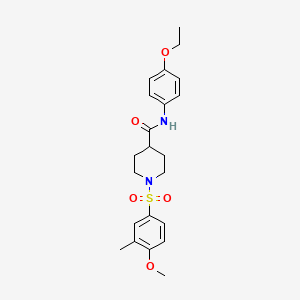 molecular formula C22H28N2O5S B3498682 N-(4-ethoxyphenyl)-1-(4-methoxy-3-methylphenyl)sulfonylpiperidine-4-carboxamide 