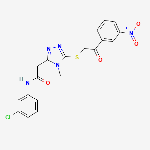molecular formula C20H18ClN5O4S B3498809 N-(3-chloro-4-methylphenyl)-2-(4-methyl-5-{[2-(3-nitrophenyl)-2-oxoethyl]sulfanyl}-4H-1,2,4-triazol-3-yl)acetamide 