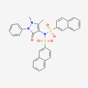 molecular formula C31H25N3O5S2 B3498855 N-(1,5-DIMETHYL-3-OXO-2-PHENYL-2,3-DIHYDRO-1H-PYRAZOL-4-YL)-N-(NAPHTHALENE-2-SULFONYL)NAPHTHALENE-2-SULFONAMIDE 
