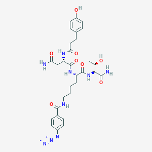 molecular formula C30H39N9O8 B034989 N(alpha)-3-(4-Hydroxyphenylpropionyl)asparaginyl-lysyl-(N(epsilon)-4-azidobenzoyl)threoninamide CAS No. 102604-64-8