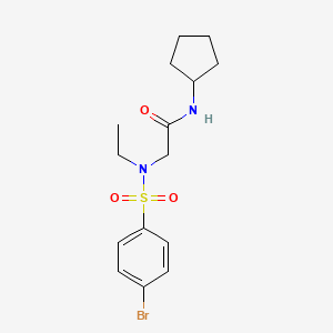 molecular formula C15H21BrN2O3S B3499061 N~2~-[(4-bromophenyl)sulfonyl]-N-cyclopentyl-N~2~-ethylglycinamide 