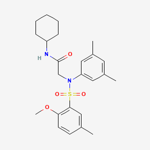 molecular formula C24H32N2O4S B3499083 N-cyclohexyl-2-(N-(2-methoxy-5-methylphenyl)sulfonyl-3,5-dimethylanilino)acetamide 