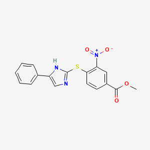 molecular formula C17H13N3O4S B3499123 methyl 3-nitro-4-[(4-phenyl-1H-imidazol-2-yl)sulfanyl]benzoate 