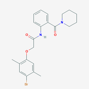 molecular formula C22H25BrN2O3 B3499245 2-(4-bromo-2,5-dimethylphenoxy)-N-[2-(piperidine-1-carbonyl)phenyl]acetamide 