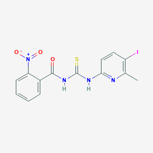 molecular formula C14H11IN4O3S B3499256 N-[(5-iodo-6-methylpyridin-2-yl)carbamothioyl]-2-nitrobenzamide 