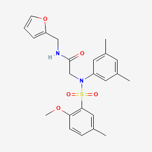 molecular formula C23H26N2O5S B3499263 N-(furan-2-ylmethyl)-2-(N-(2-methoxy-5-methylphenyl)sulfonyl-3,5-dimethylanilino)acetamide 