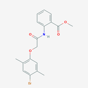 molecular formula C18H18BrNO4 B3499282 Methyl 2-[[2-(4-bromo-2,5-dimethylphenoxy)acetyl]amino]benzoate 