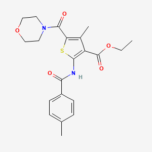molecular formula C21H24N2O5S B3499296 ETHYL 4-METHYL-2-(4-METHYLBENZAMIDO)-5-(MORPHOLINE-4-CARBONYL)THIOPHENE-3-CARBOXYLATE 