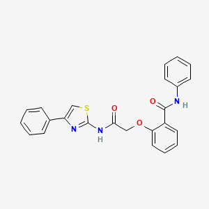 molecular formula C24H19N3O3S B3499487 2-{2-Oxo-2-[(4-phenyl-1,3-thiazol-2-YL)amino]ethoxy}-N~1~-phenylbenzamide 