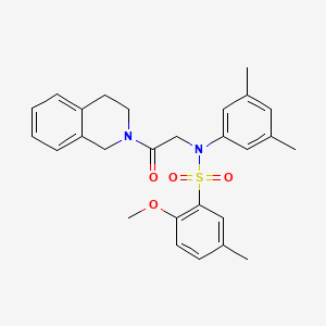 molecular formula C27H30N2O4S B3499548 N-[2-(3,4-dihydro-1H-isoquinolin-2-yl)-2-oxoethyl]-N-(3,5-dimethylphenyl)-2-methoxy-5-methylbenzenesulfonamide 