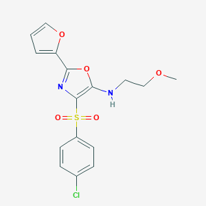 4-((4-chlorophenyl)sulfonyl)-2-(furan-2-yl)-N-(2-methoxyethyl)oxazol-5-amine