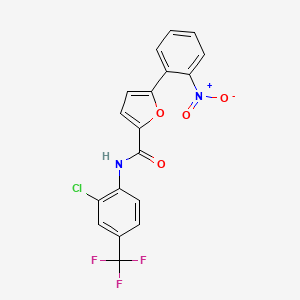 molecular formula C18H10ClF3N2O4 B3499954 N-[2-chloro-4-(trifluoromethyl)phenyl]-5-(2-nitrophenyl)furan-2-carboxamide 