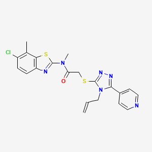 molecular formula C21H19ClN6OS2 B3500124 N-(6-chloro-7-methyl-1,3-benzothiazol-2-yl)-N-methyl-2-[(4-prop-2-enyl-5-pyridin-4-yl-1,2,4-triazol-3-yl)sulfanyl]acetamide 