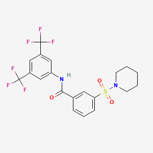 molecular formula C20H18F6N2O3S B3500192 N-[3,5-BIS(TRIFLUOROMETHYL)PHENYL]-3-(PIPERIDINE-1-SULFONYL)BENZAMIDE 