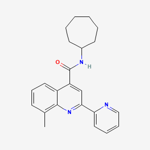 molecular formula C23H25N3O B3500410 N-cycloheptyl-8-methyl-2-(pyridin-2-yl)quinoline-4-carboxamide 