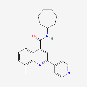 molecular formula C23H25N3O B3500474 N-cycloheptyl-8-methyl-2-(pyridin-4-yl)quinoline-4-carboxamide 