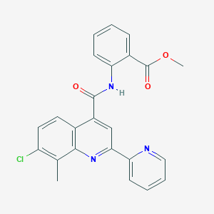 molecular formula C24H18ClN3O3 B3500495 METHYL 2-({[7-CHLORO-8-METHYL-2-(2-PYRIDYL)-4-QUINOLYL]CARBONYL}AMINO)BENZOATE 