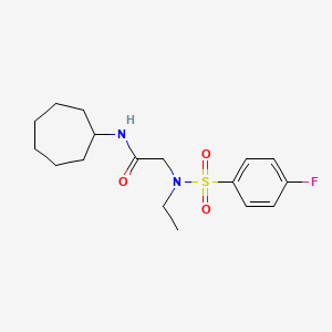molecular formula C17H25FN2O3S B3500605 N-cycloheptyl-N~2~-ethyl-N~2~-[(4-fluorophenyl)sulfonyl]glycinamide 