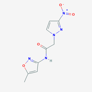 molecular formula C9H9N5O4 B3500657 N-(5-methyl-1,2-oxazol-3-yl)-2-(3-nitro-1H-pyrazol-1-yl)acetamide 